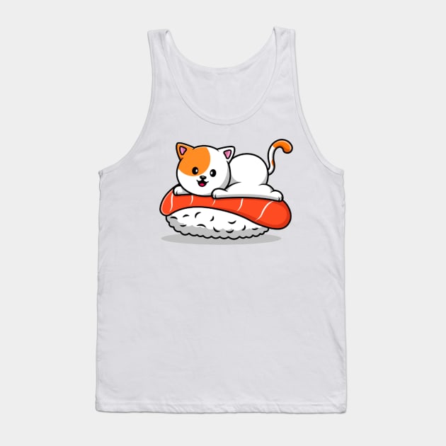 Nigiri sushi and cat, nigiri salmon Tank Top by emma2023